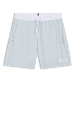 Medium-length swim shorts with contrast details
