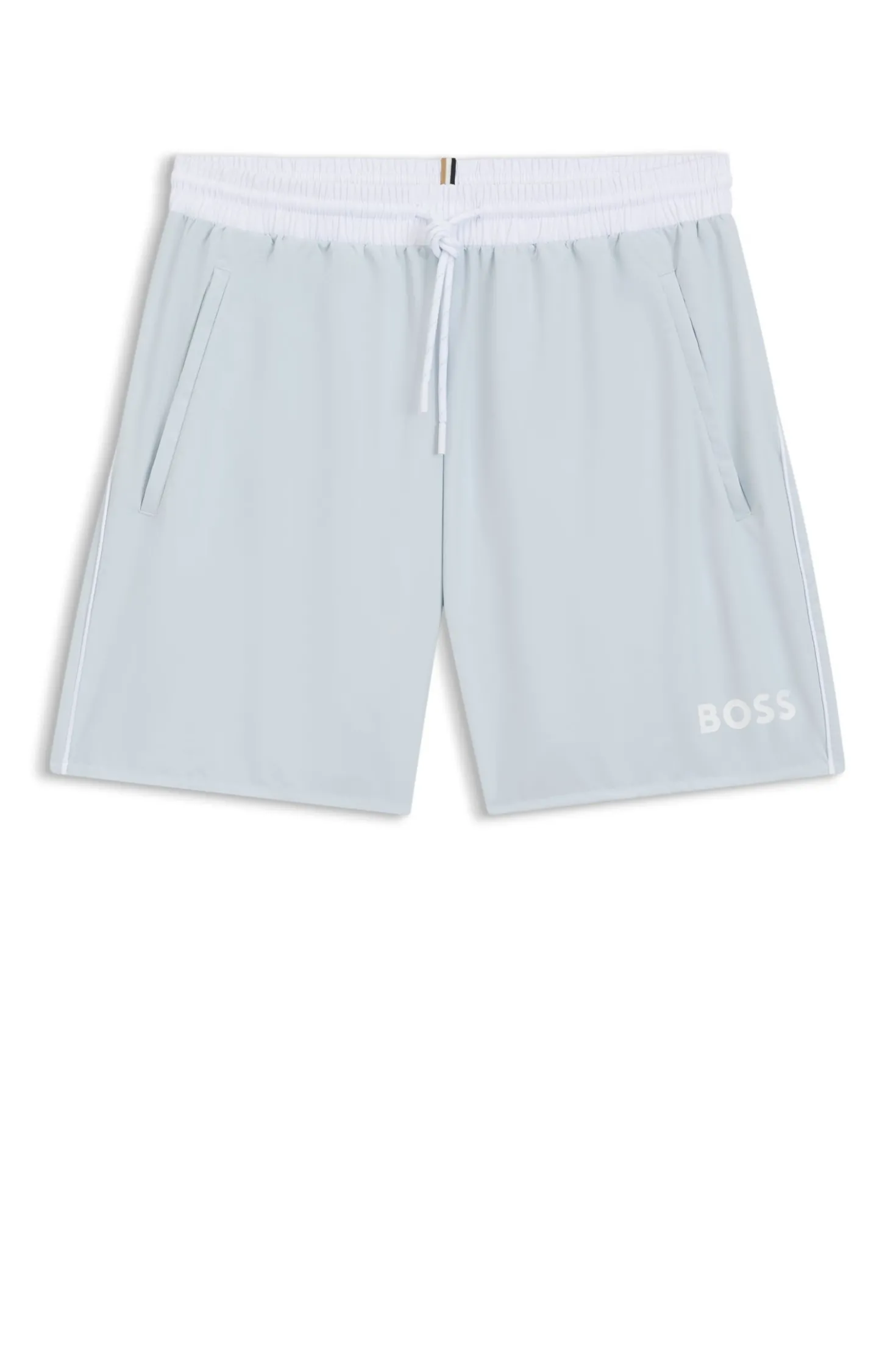 Medium-length swim shorts with contrast details