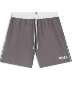 Medium-length swim shorts with contrast details