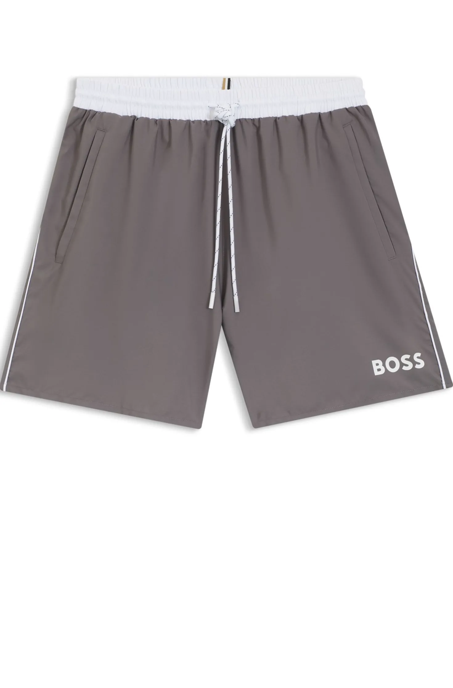 Medium-length swim shorts with contrast details