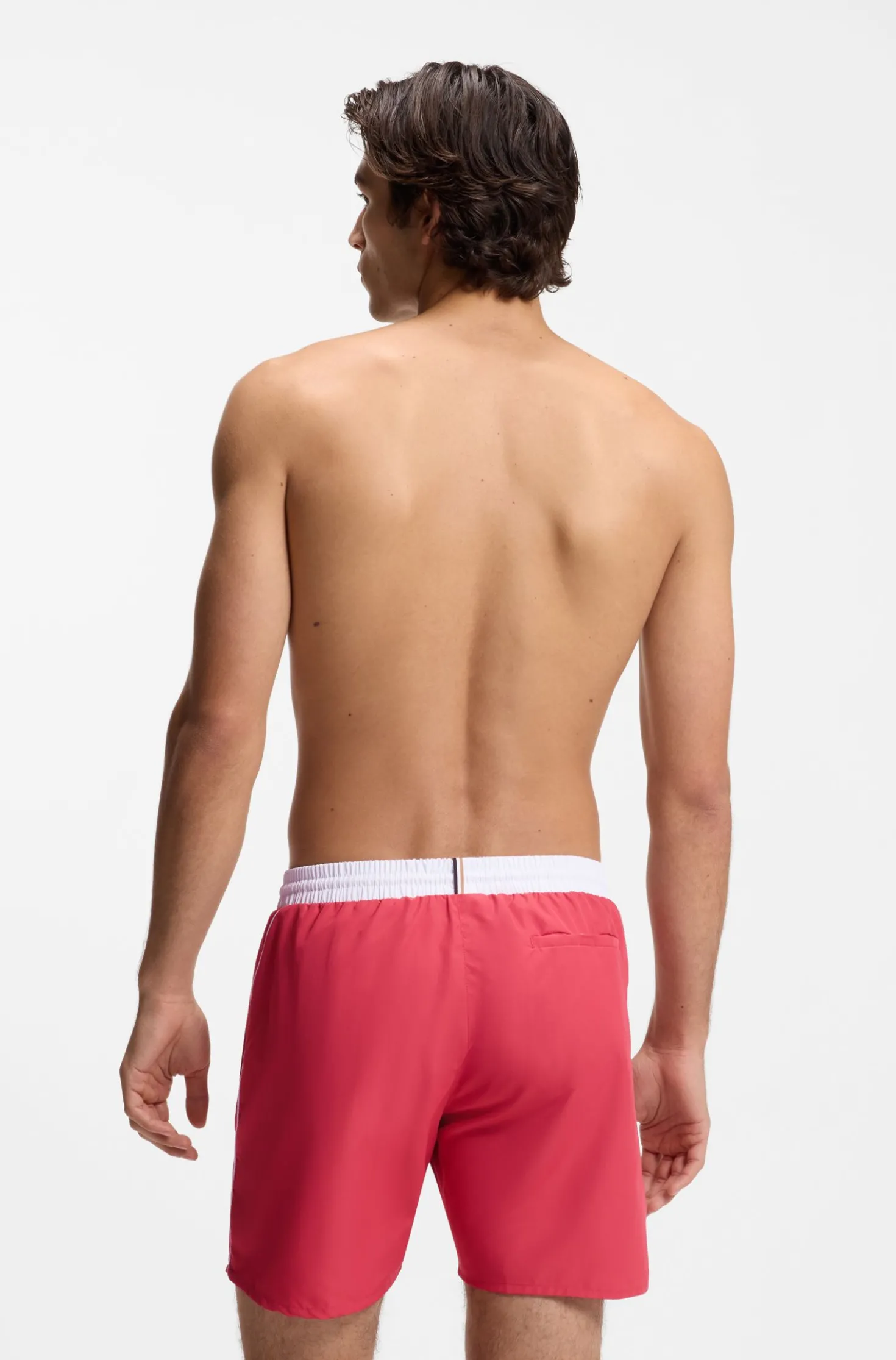 Medium-length swim shorts with contrast details