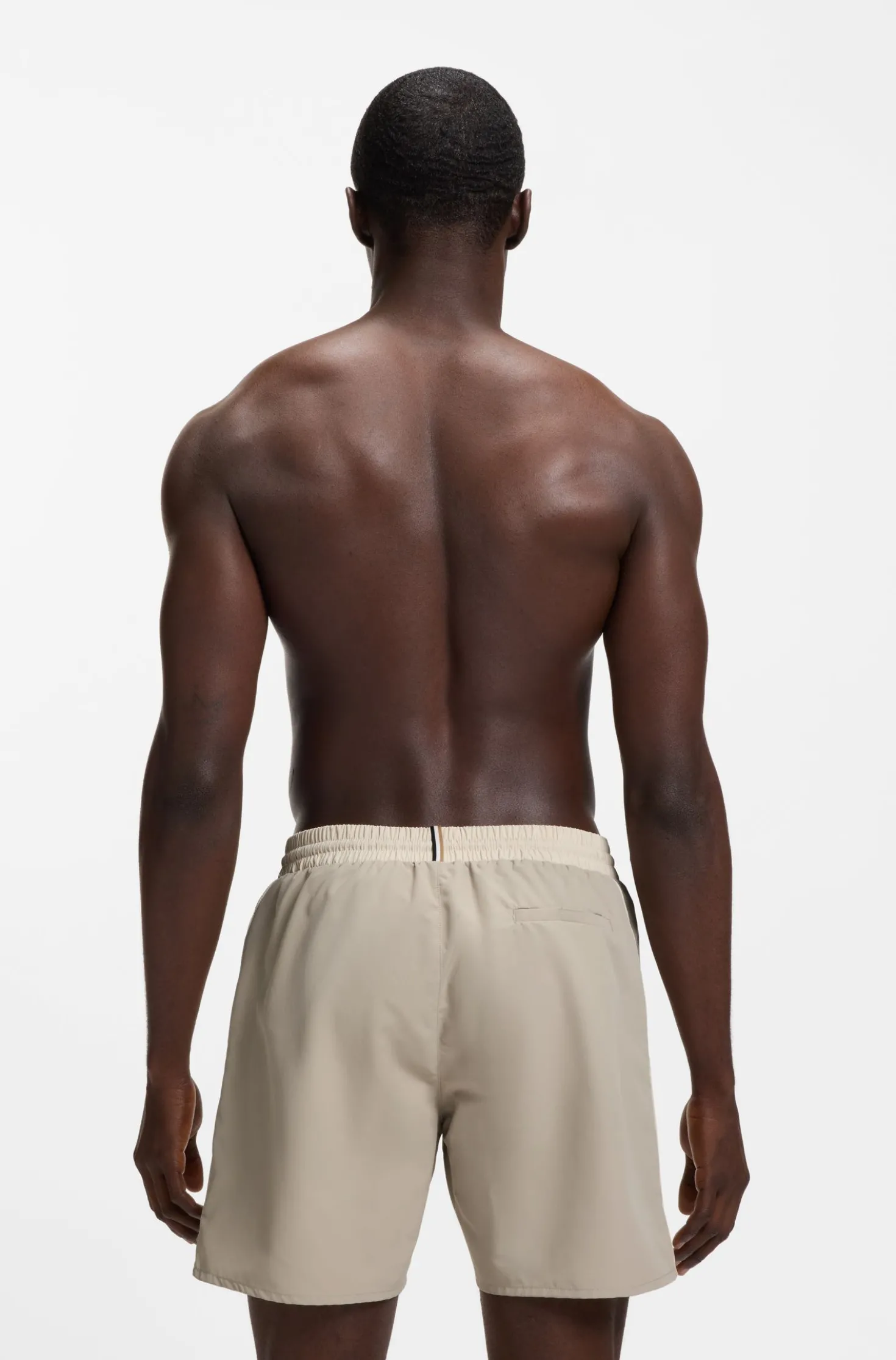 Medium-length swim shorts with contrast details