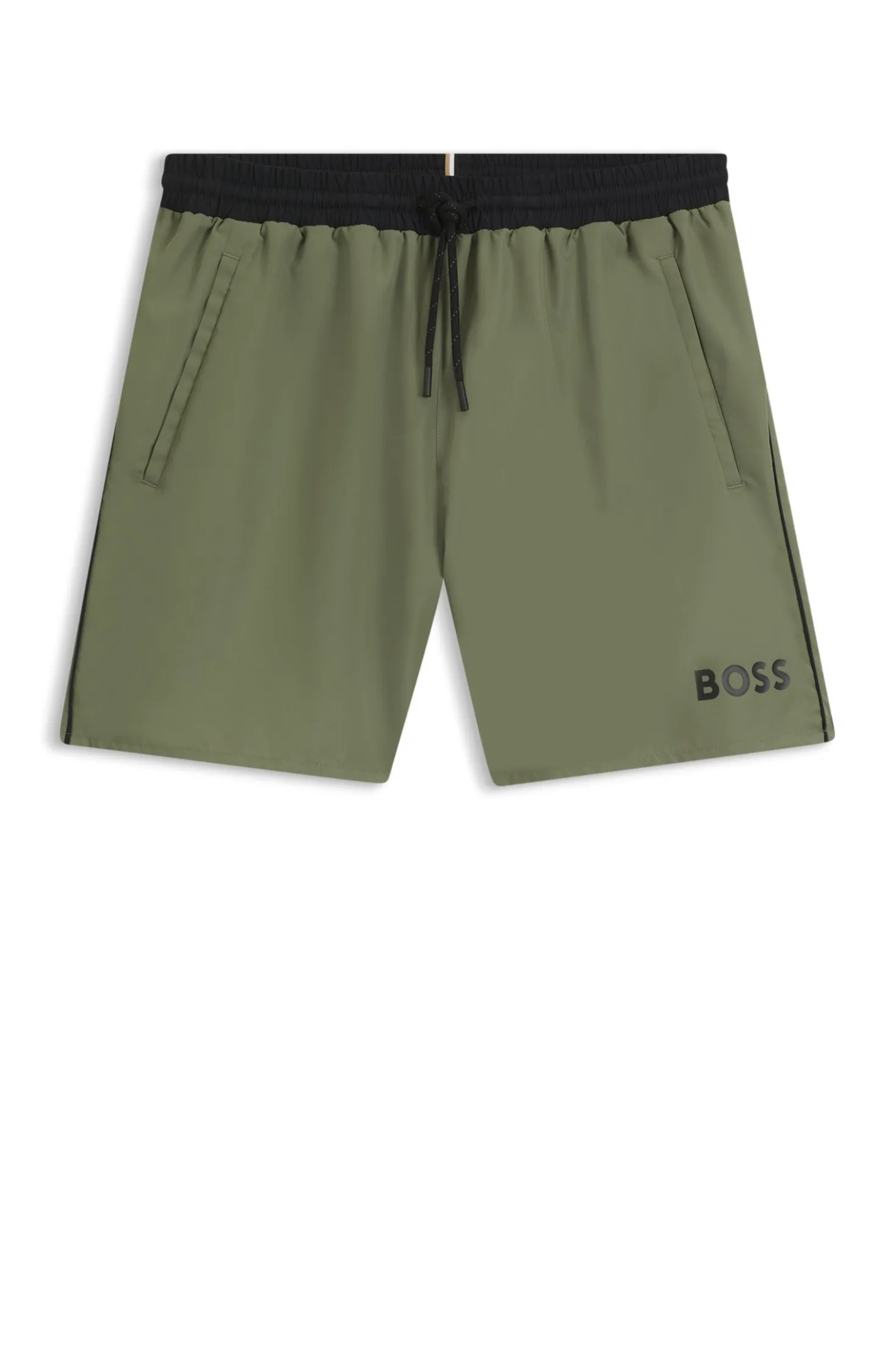 Medium-length swim shorts with contrast details