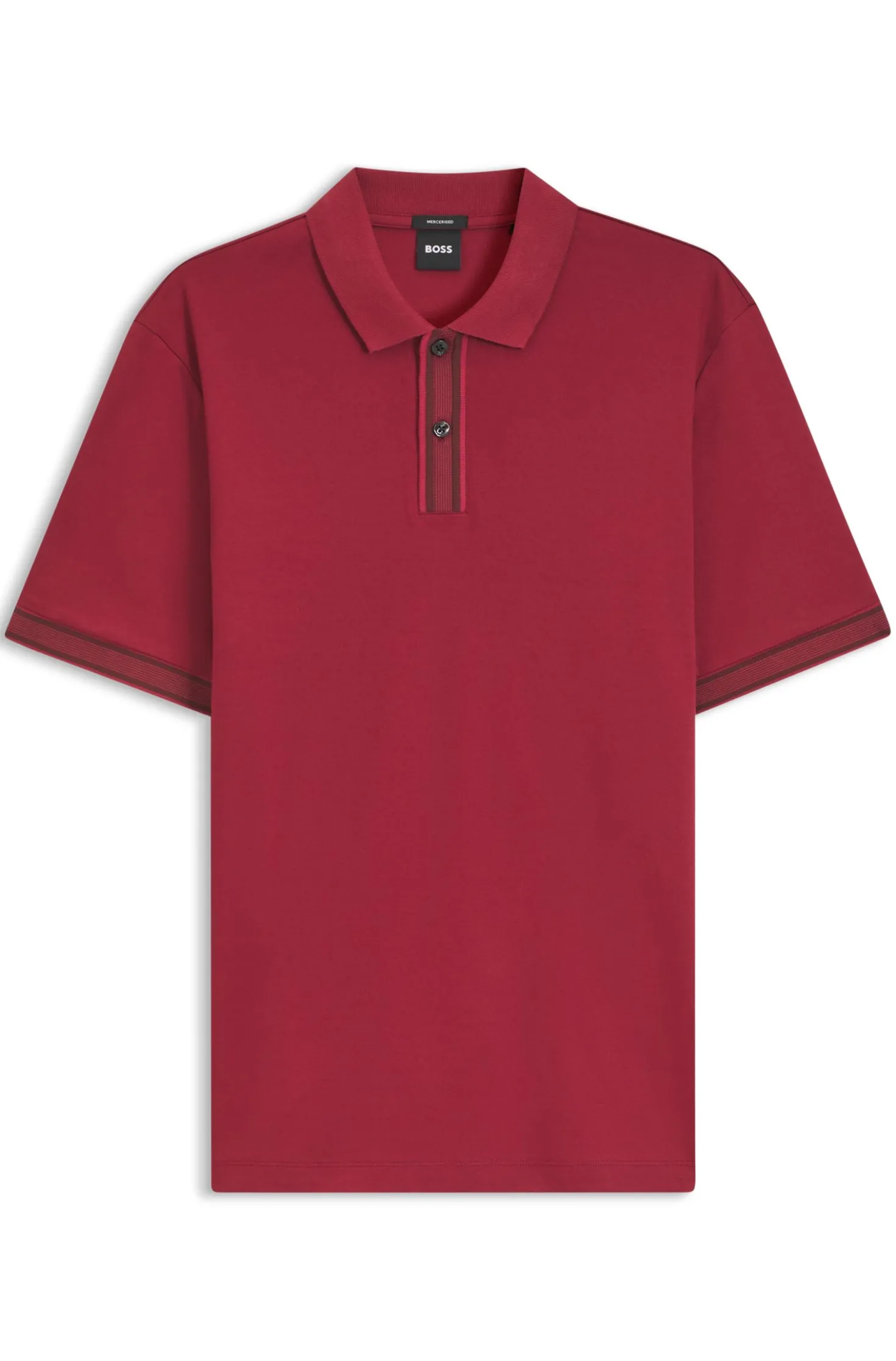 Mercerised-cotton polo shirt with striped trims