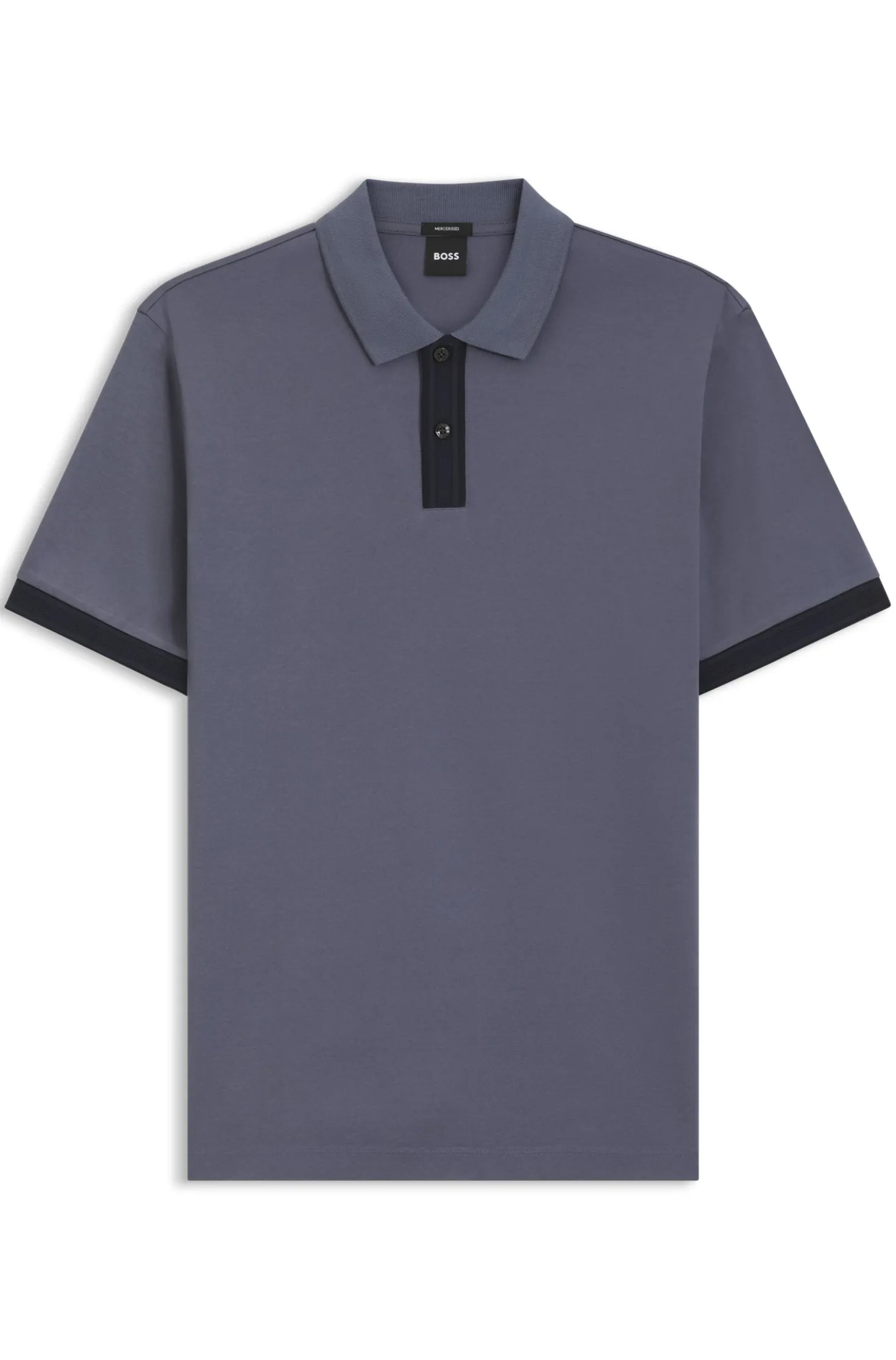 Mercerised-cotton polo shirt with striped trims