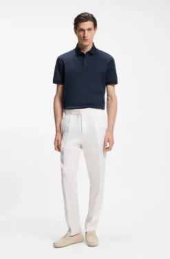 Mercerised-cotton polo shirt with three-tone jacquard