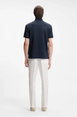 Mercerised-cotton polo shirt with three-tone jacquard