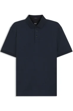 Mercerised-cotton polo shirt with three-tone jacquard