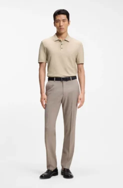 Mercerised-cotton polo shirt with basket weave
