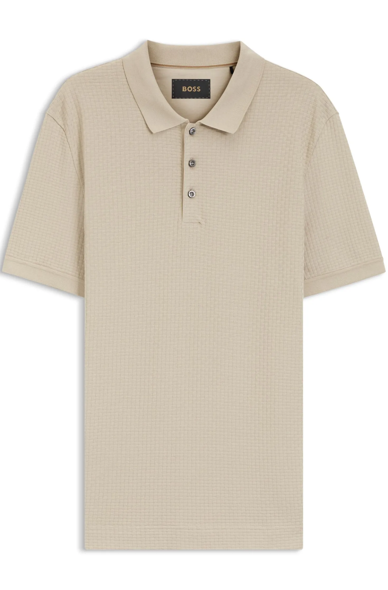 Mercerised-cotton polo shirt with basket weave