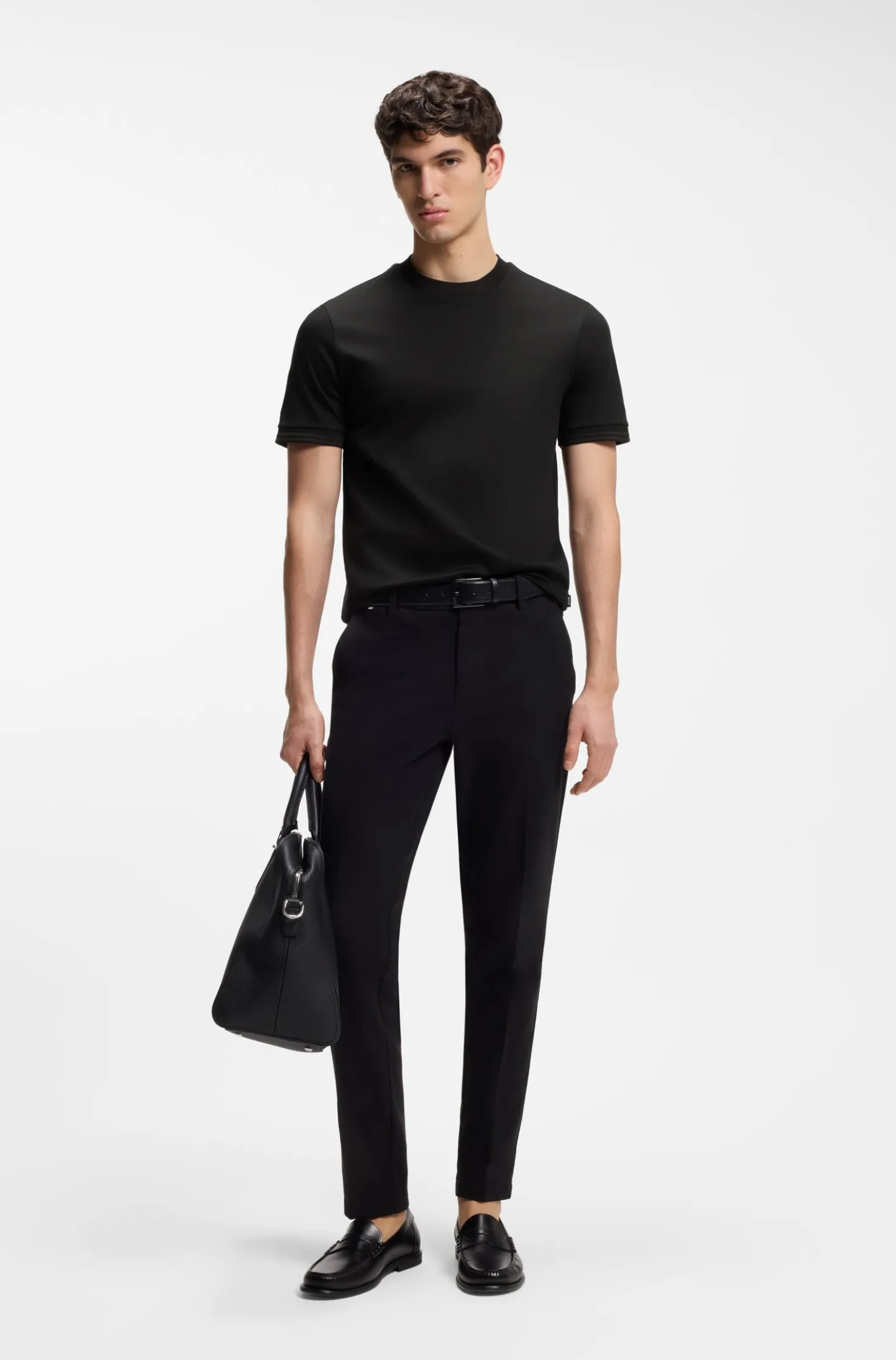 Mercerised-cotton slim-fit T-shirt with contrast tipping