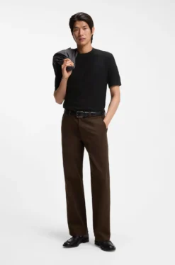 Mercerised-cotton T-shirt with basket weave