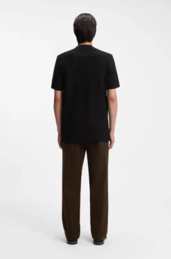 Mercerised-cotton T-shirt with basket weave