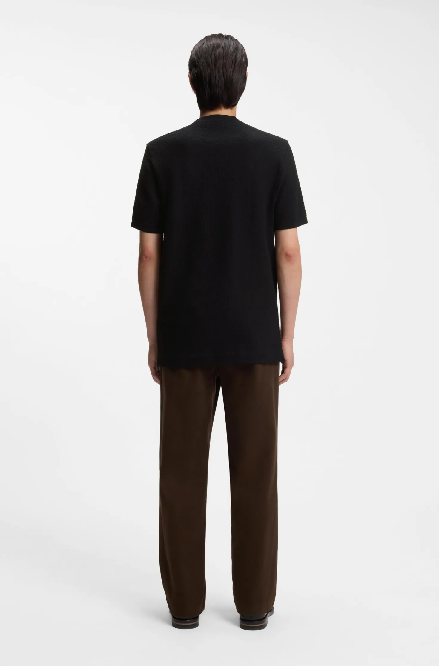 Mercerised-cotton T-shirt with basket weave