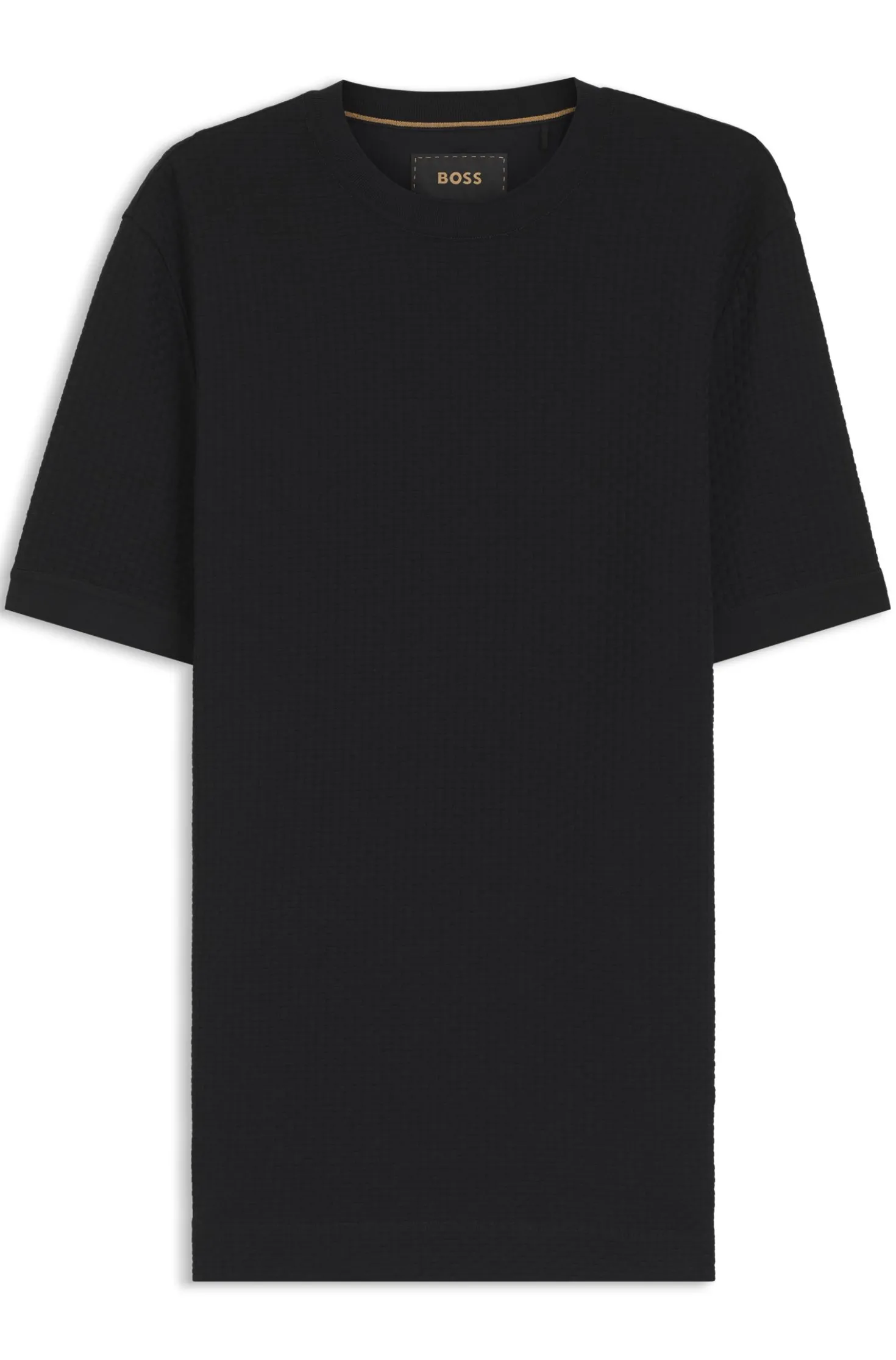 Mercerised-cotton T-shirt with basket weave