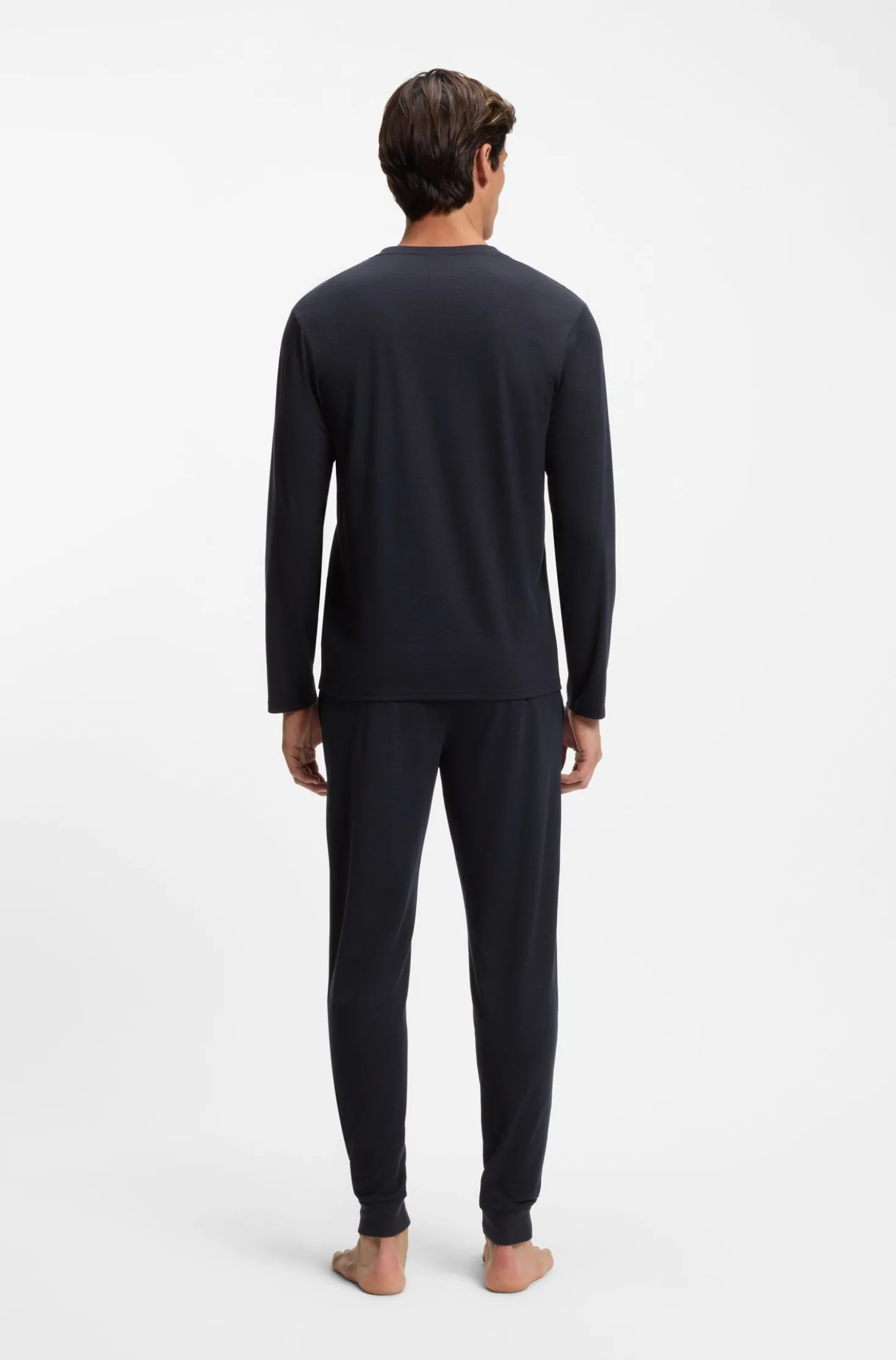 Mercerised stretch-jersey pyjama set with all-over print