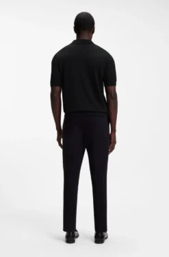 Merino-wool knit polo with Johnny collar