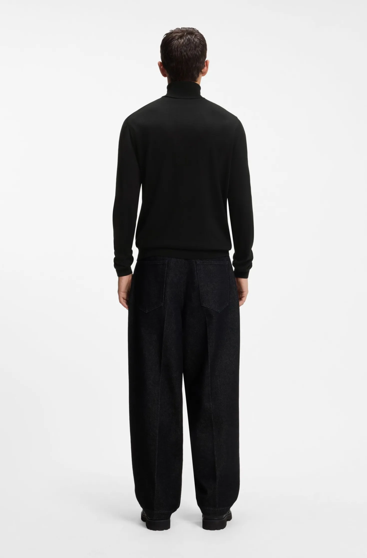 Merino-wool rollneck sweater with embroidered logo