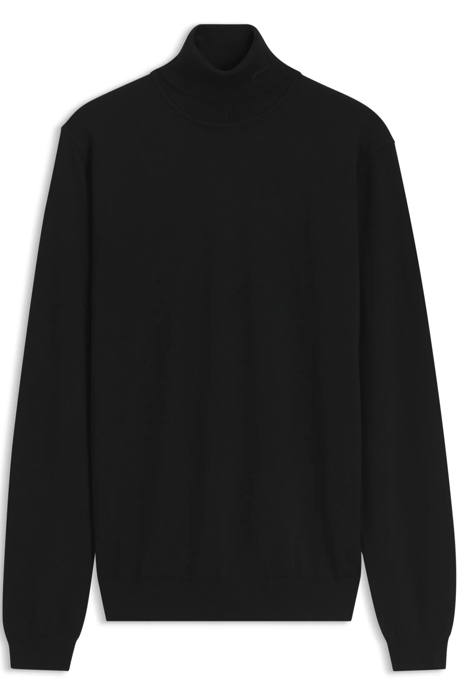 Merino-wool rollneck sweater with embroidered logo