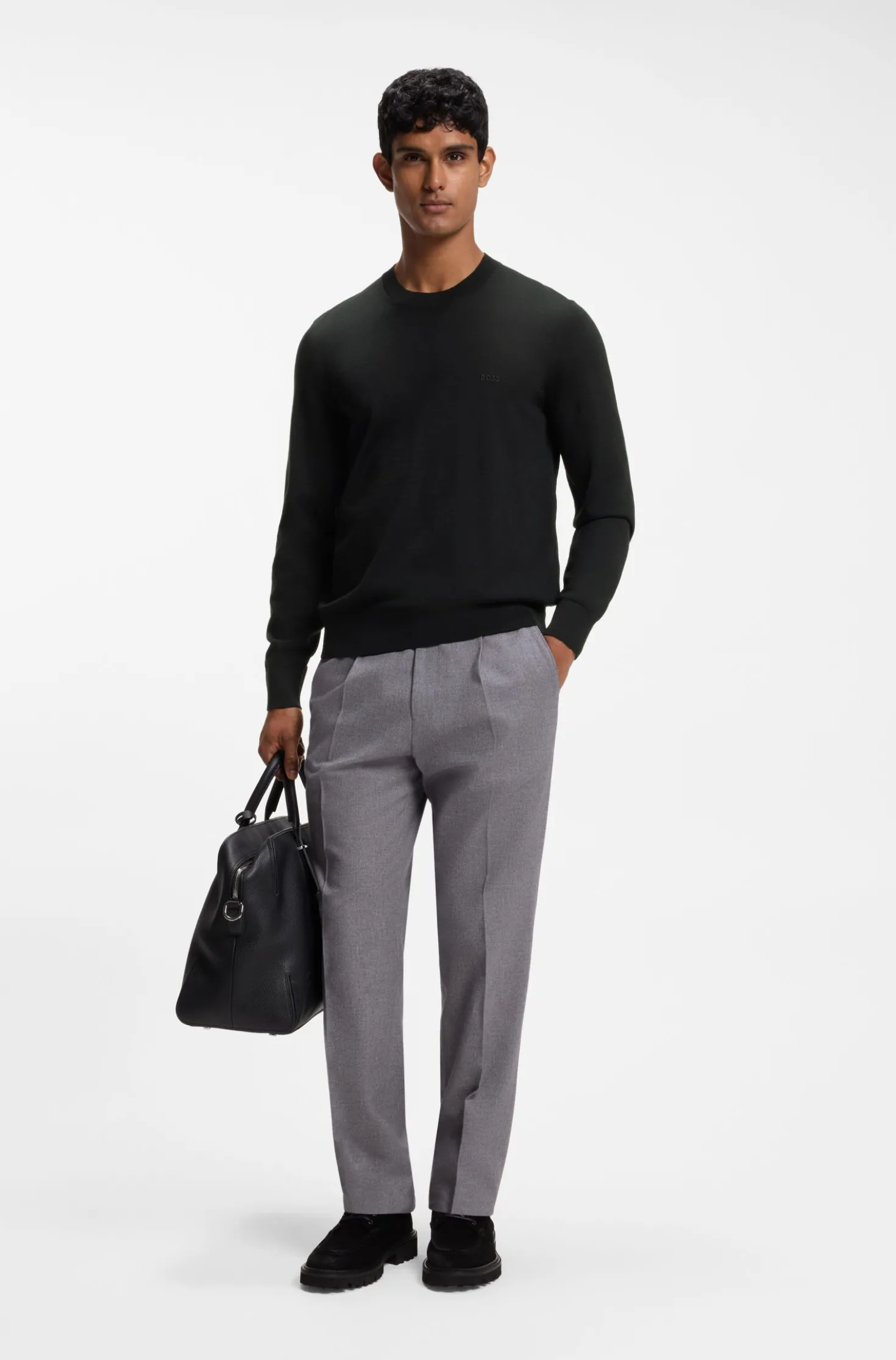 Merino-wool sweater with logo embroidery
