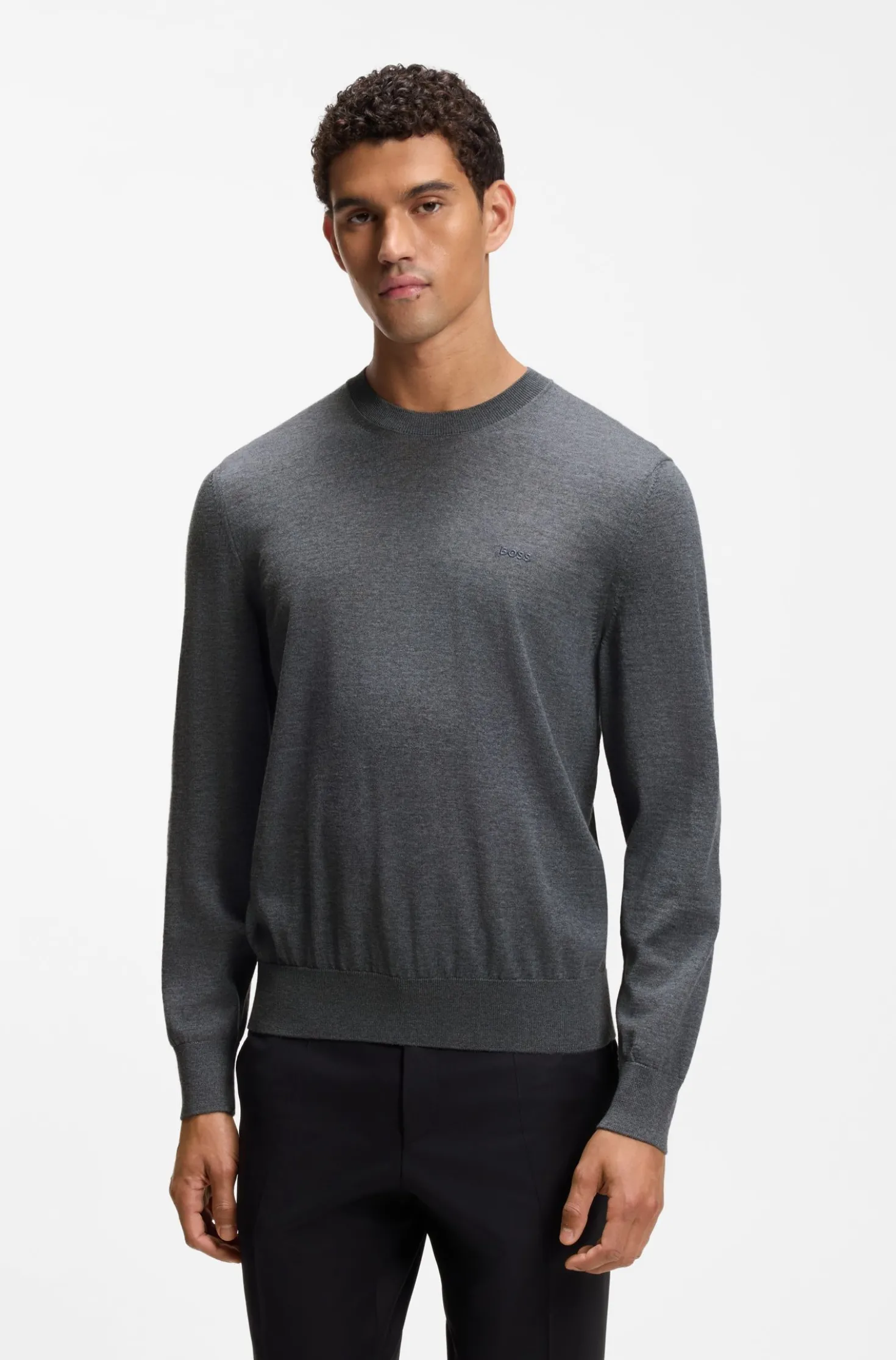 Merino-wool sweater with logo embroidery