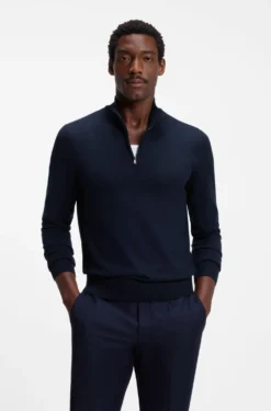 Merino-wool sweater with zip neck