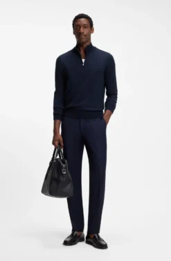Merino-wool sweater with zip neck