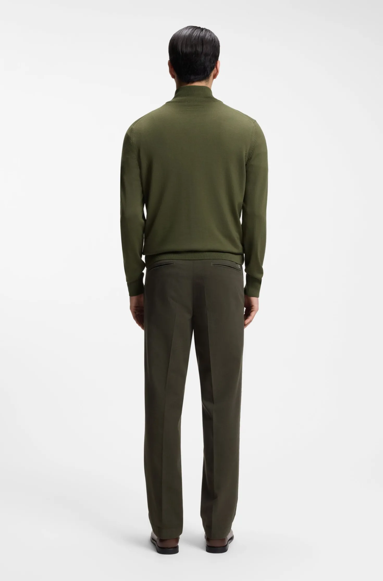 Merino-wool sweater with zip neck