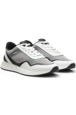 Mesh trainers with ribbed sole