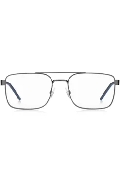 Metal optical frames with contrast rubber logo