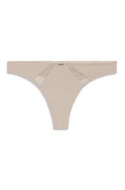 Microfibre thong with lace inserts