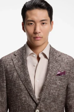 Micro-patterned slim-fit blazer in Italian fabric