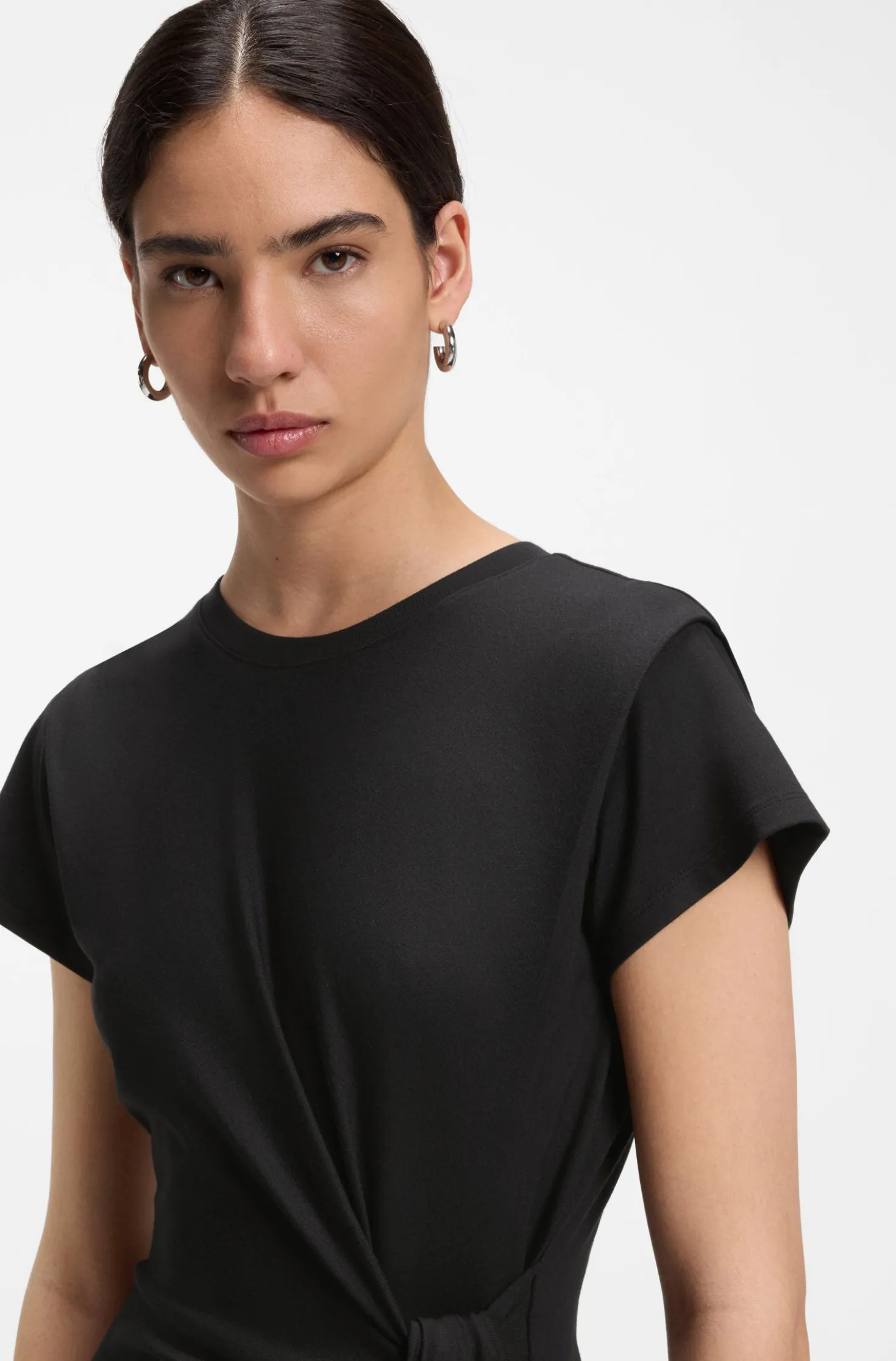 Midi jersey dress with knot detail