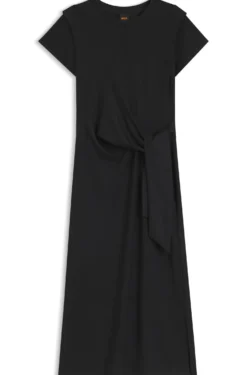 Midi jersey dress with knot detail