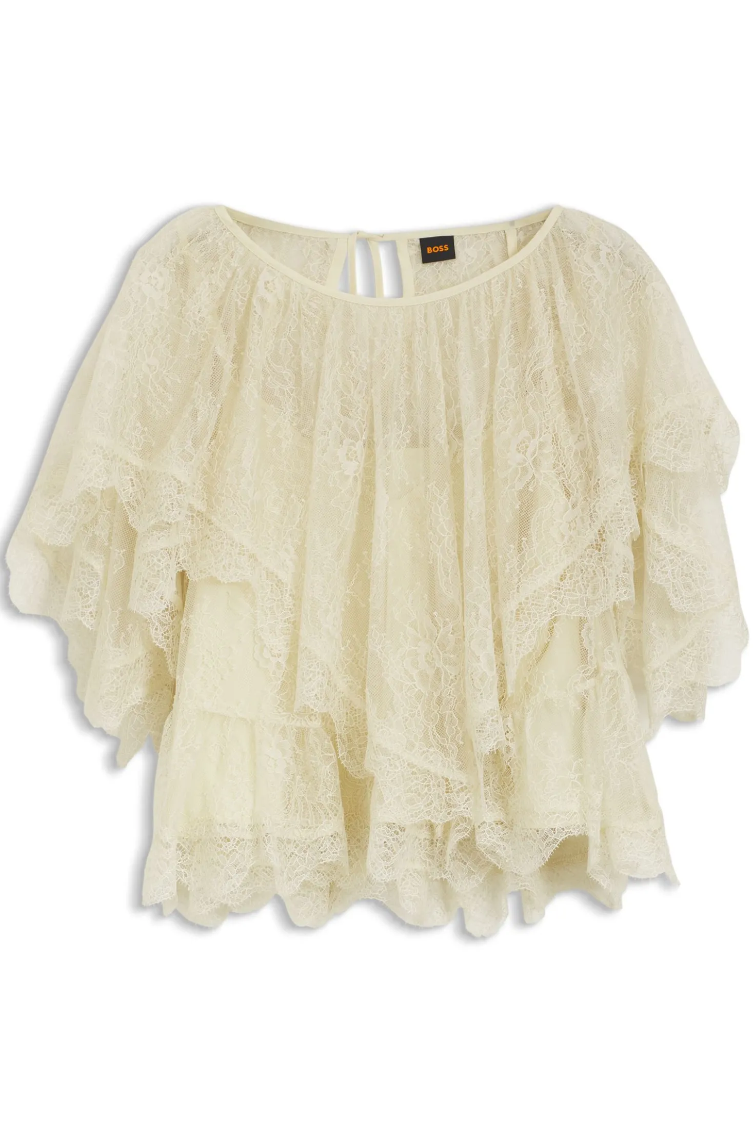Mini cape blouse with lace trimmings