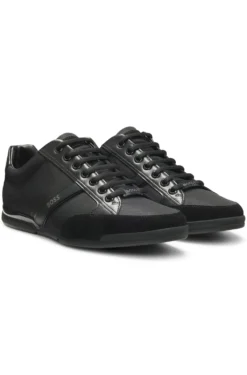 Mixed-material trainers with suede and faux leather
