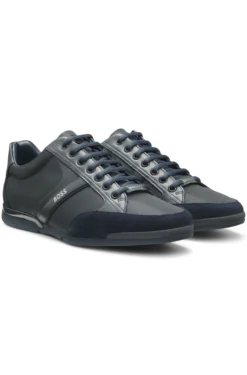 Mixed-material trainers with suede and faux leather