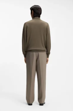Mixed-structure knit polo in a wool blend