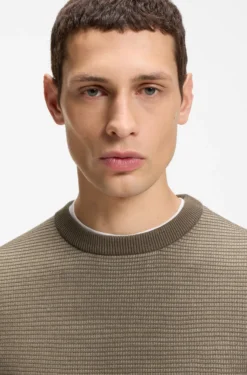 Mixed-structure sweater in a virgin-wool blend
