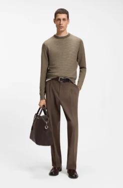 Mixed-structure sweater in a virgin-wool blend