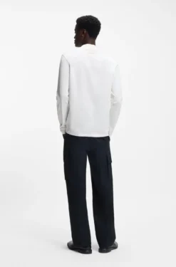 Mock-neck slim-fit T-shirt in mercerised cotton