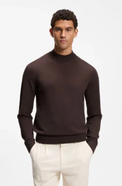 Mock-neck sweater in extra-fine merino wool