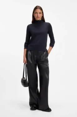 Mock-neck sweater in extra-fine virgin wool
