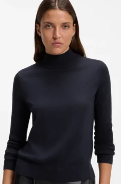 Mock-neck sweater in extra-fine virgin wool