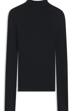 Mock-neck sweater in ribbed merino wool