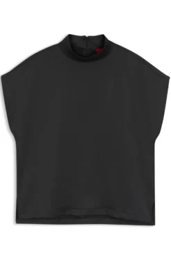 Mock-neck top in fluent satin