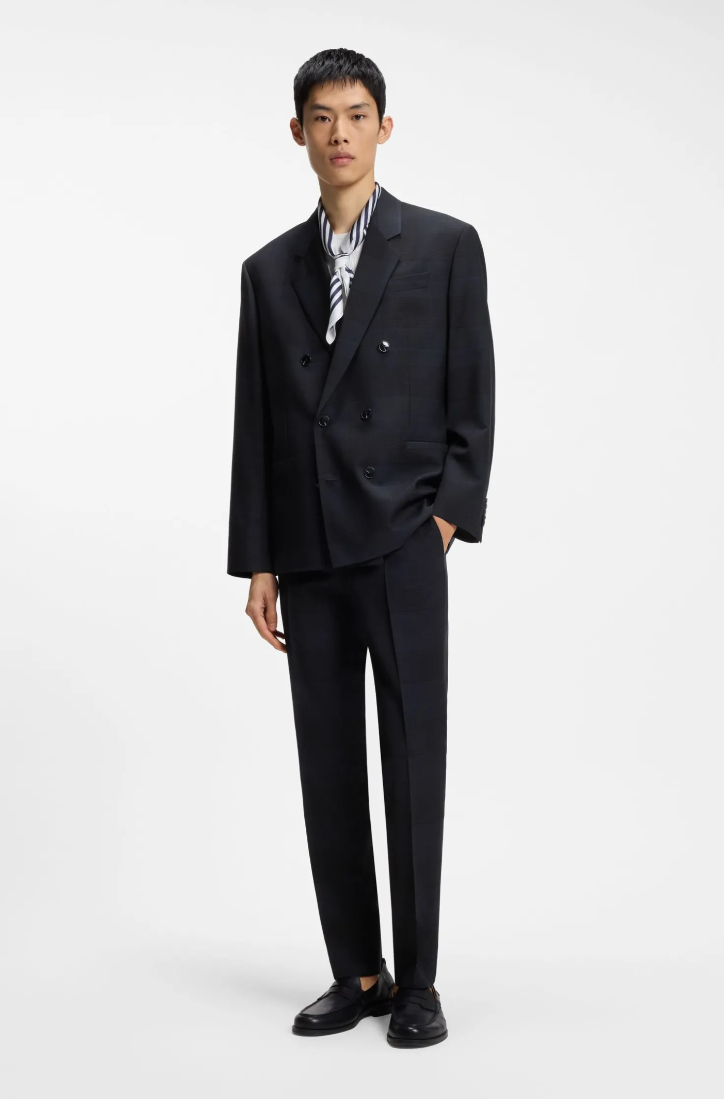 Modern-fit blazer in checked virgin wool