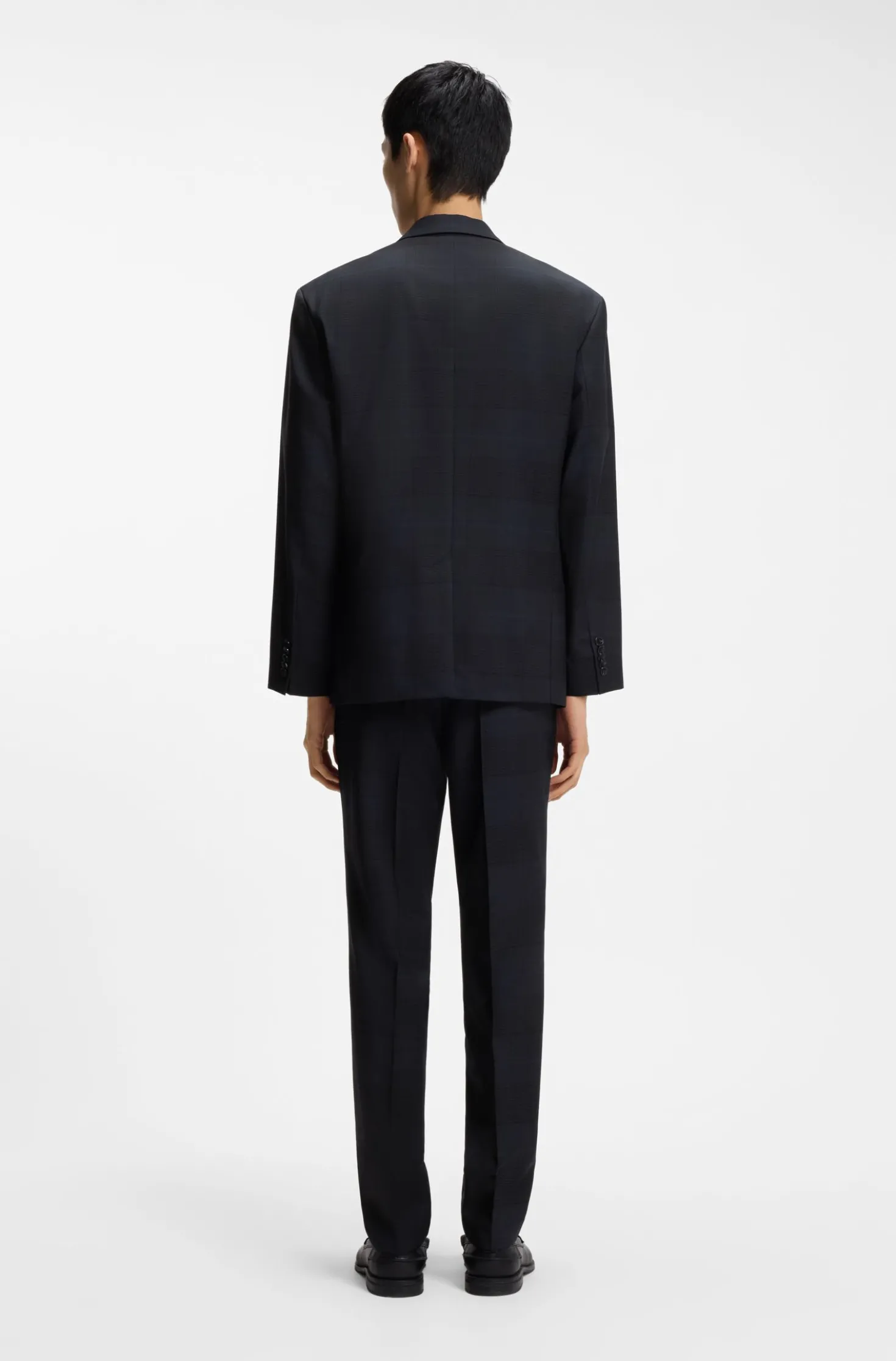 Modern-fit blazer in checked virgin wool