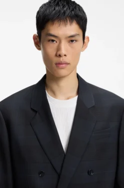 Modern-fit blazer in checked virgin wool
