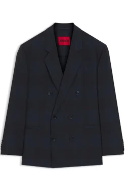 Modern-fit blazer in checked virgin wool